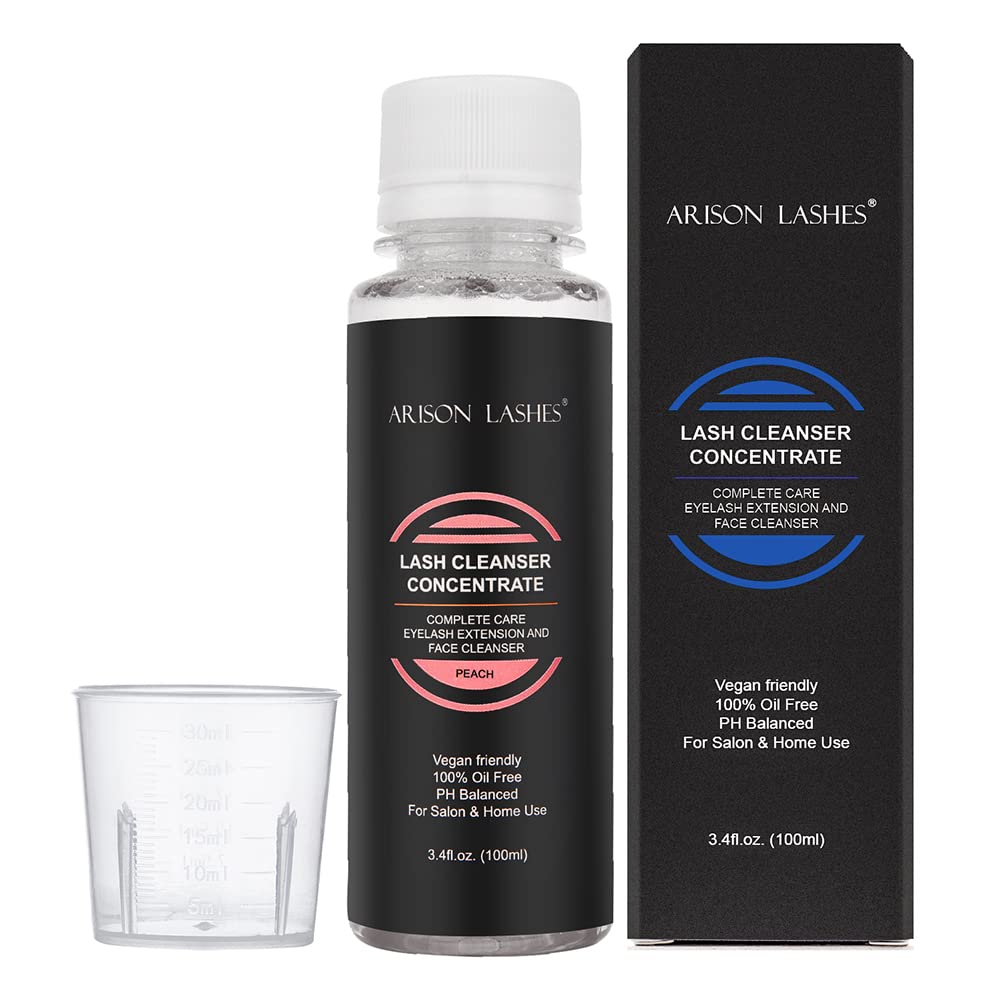 Eyelash Cleanser Concentrate 100ml Lash Extensions Shampoo Natural Foaming Cleanser DIY Non-lrritating Wash for Extensions Lashes with Salon Home Care-Makes 10 Bottles 60ml lash Shampoo (Peach)