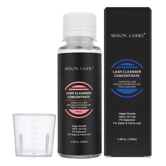 Eyelash Cleanser Concentrate 100ml Lash Extensions Shampoo Natural Foaming Cleanser DIY Non-lrritating Wash for Extensions Lashes with Salon Home Care-Makes 10 Bottles 60ml lash Shampoo (Peach)