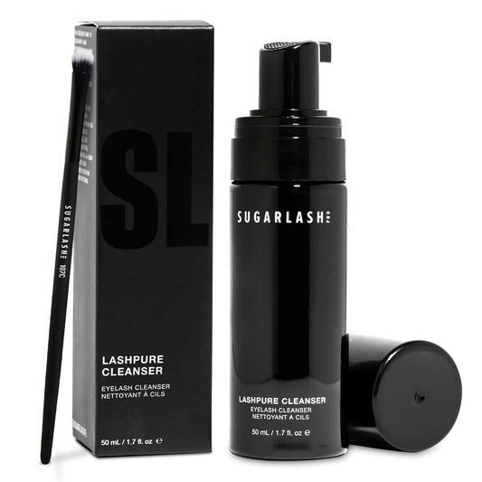 Lashpure Cleanser with Cleansing Brush | Lash Shampoo for Lash Extensions | pH-Balanced & SLS-Free Eyelash Extension Cleanser, Removes Makeup & Oil | 50mL / 1.7 fl. oz