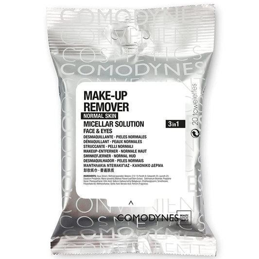 COMODYNES Makeup Remover Wipes Normal Skin 20 Units - Micellar Water - Helps Leave The Skin Of The Face Clean