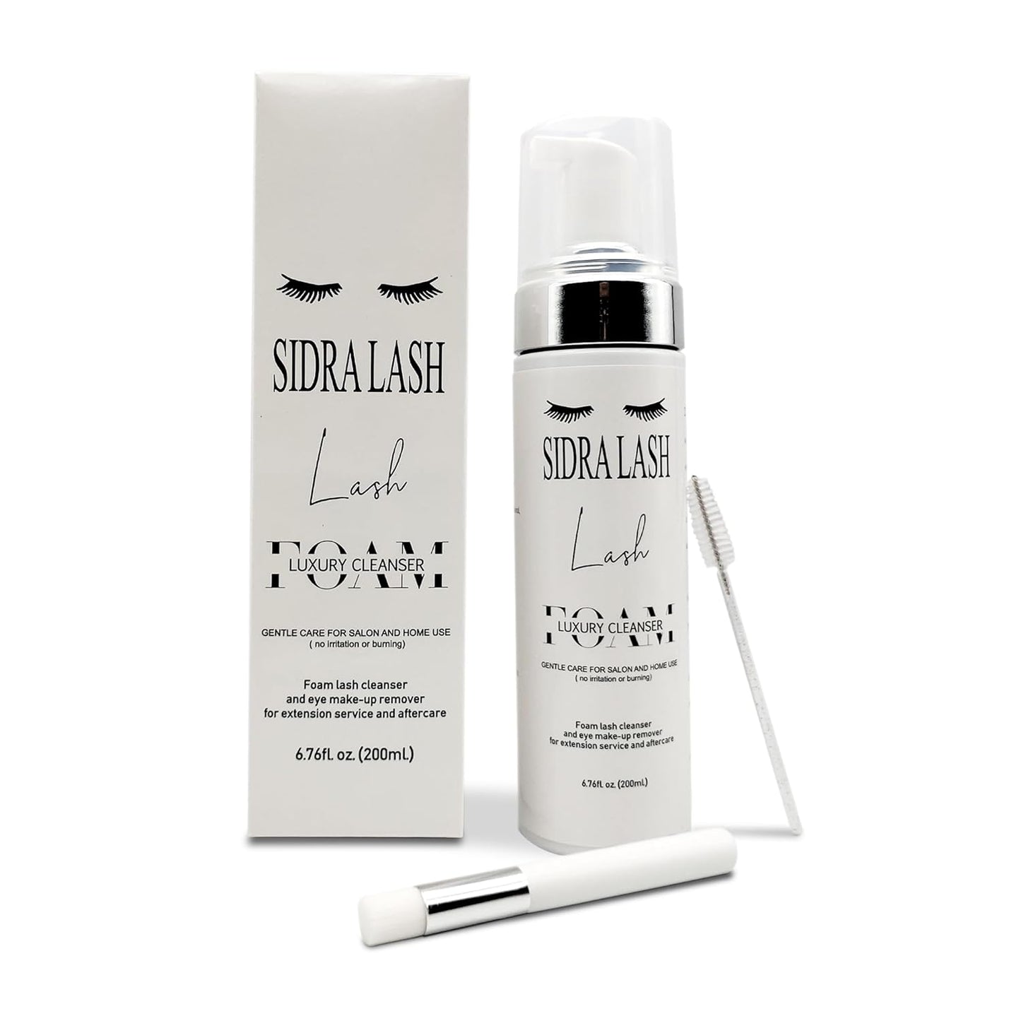 Eyelash Shampoo 6.76 fl oz Eyelash Shampoo Foaming Cleanser, Brush, and Spoolie - Professional-Grade Eyelash Care for Extensions and Natural Lashes, Suitable for Home and Salon Us