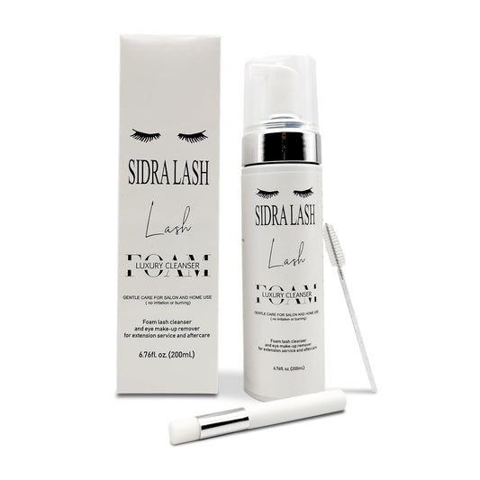Eyelash Shampoo 6.76 fl oz Eyelash Shampoo Foaming Cleanser, Brush, and Spoolie - Professional-Grade Eyelash Care for Extensions and Natural Lashes, Suitable for Home and Salon Us