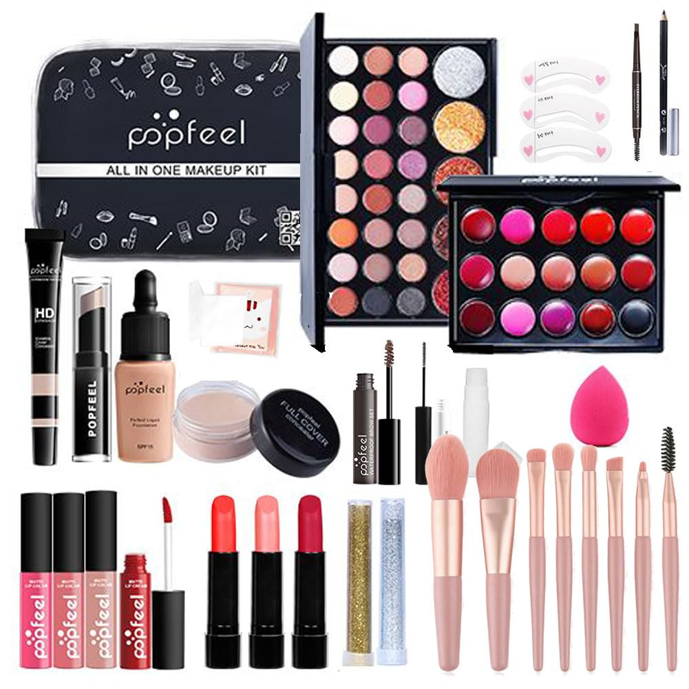 Makeup Kit All In One Makeup Kit,Multipurpose Makeup Set Full Makeup Essential Starter Kit for Beginners or Pros Makeup Gift Set for Women Full Kit (04-31Pcs makeup)