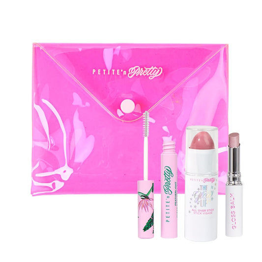 Petite 'n Pretty Makeup Set for Kids (Dream in Pink) - Makeup for Tweens & Teens - Featherlight Clear Mascara and Brow Gel, Multi Stick for Eyes & Cheeks, Lip Balm, Made in the USA