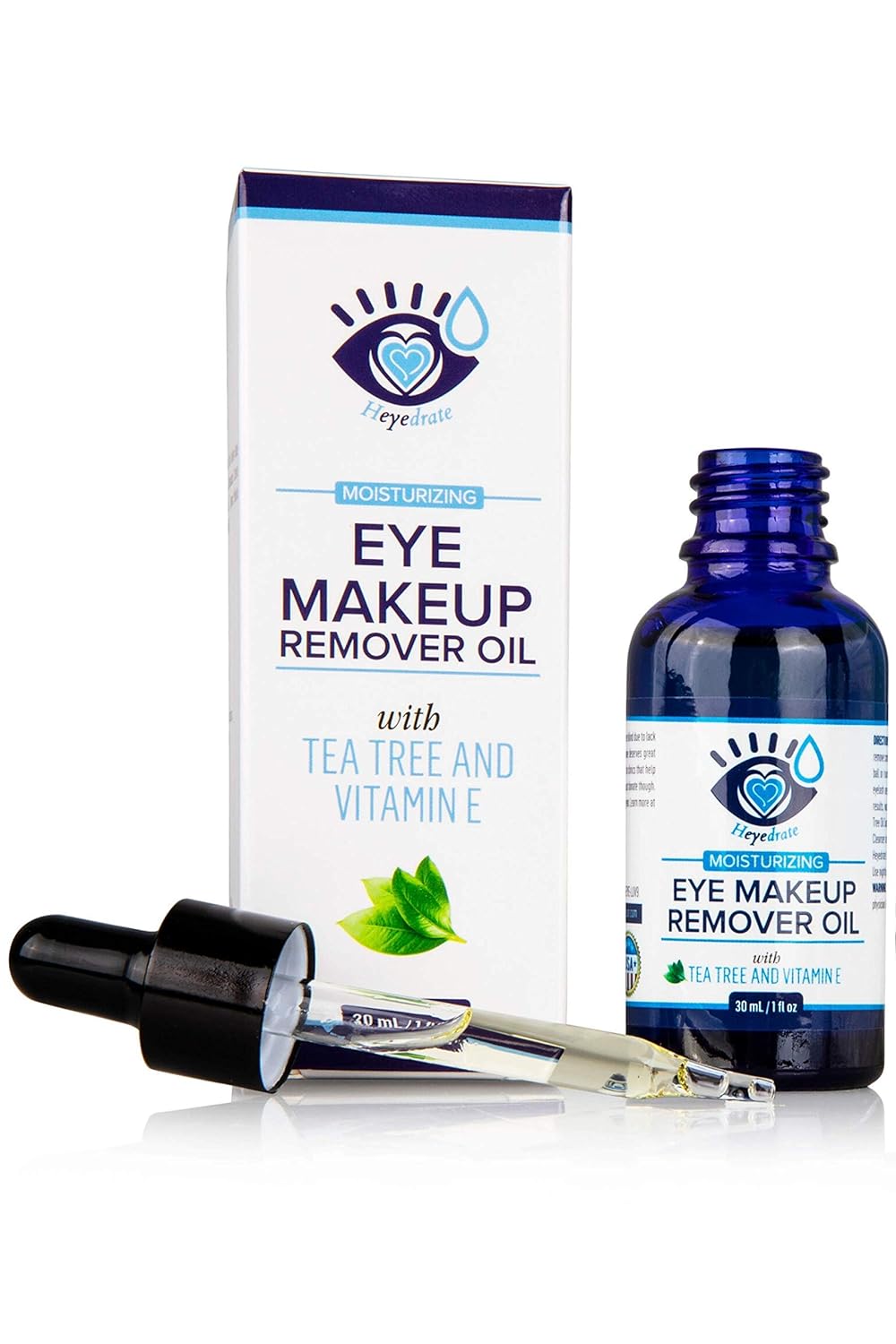 Heyedrate Eye Makeup Remover – Vitamin E & Tea Tree Oil Support Healthy Eyes – Organic, Moisturizing, Non Drying Makeup Remover Cleanser – Waterproof Eye Makeup Remover - 1oz. (Pack of 1)