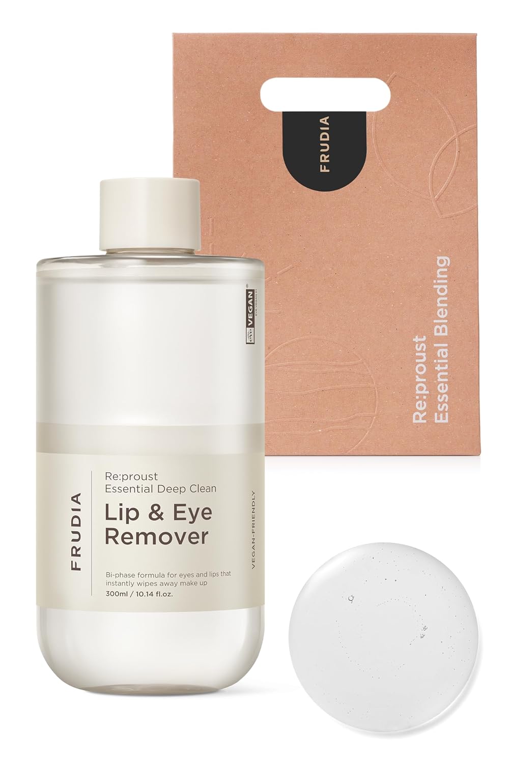 FRUDIA WELCOS Re:proust Essential Deep Clean Lip & Eye Remover | Bi Phase Vegan Lip & Eye Makeup Remover | Mascara Lipstick Remover | Korean Makeup Remover | Organic Gentle Makeup Remover 10.14 fl oz