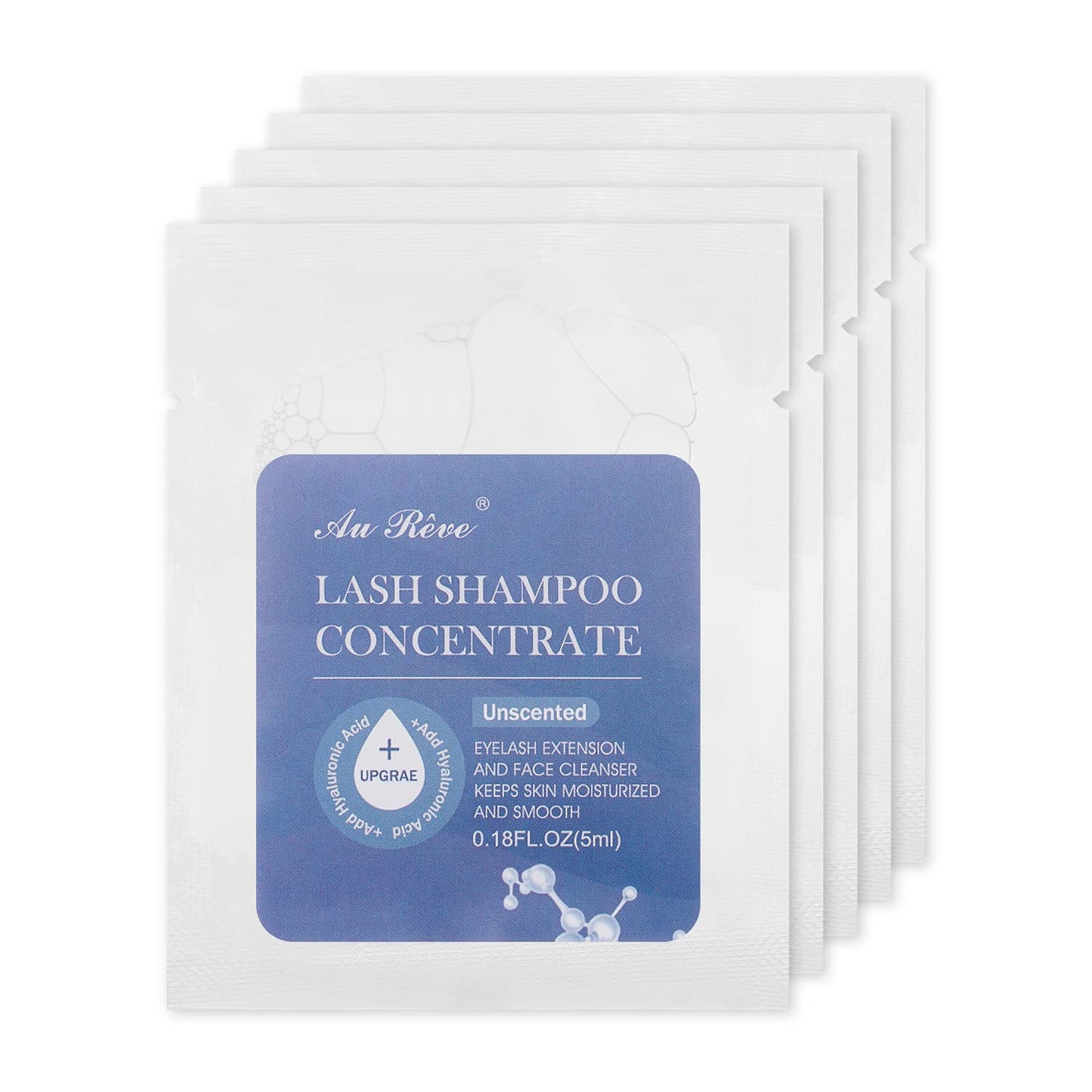 Lash Shampoo Concentrate 5ml*5 Lash Cleanser for Extensions Update Prolong Lash Concentrate Non-irritation Eyelash Shampoo for Salon-Better Eyelash Cleaning Care Experience, Unscented