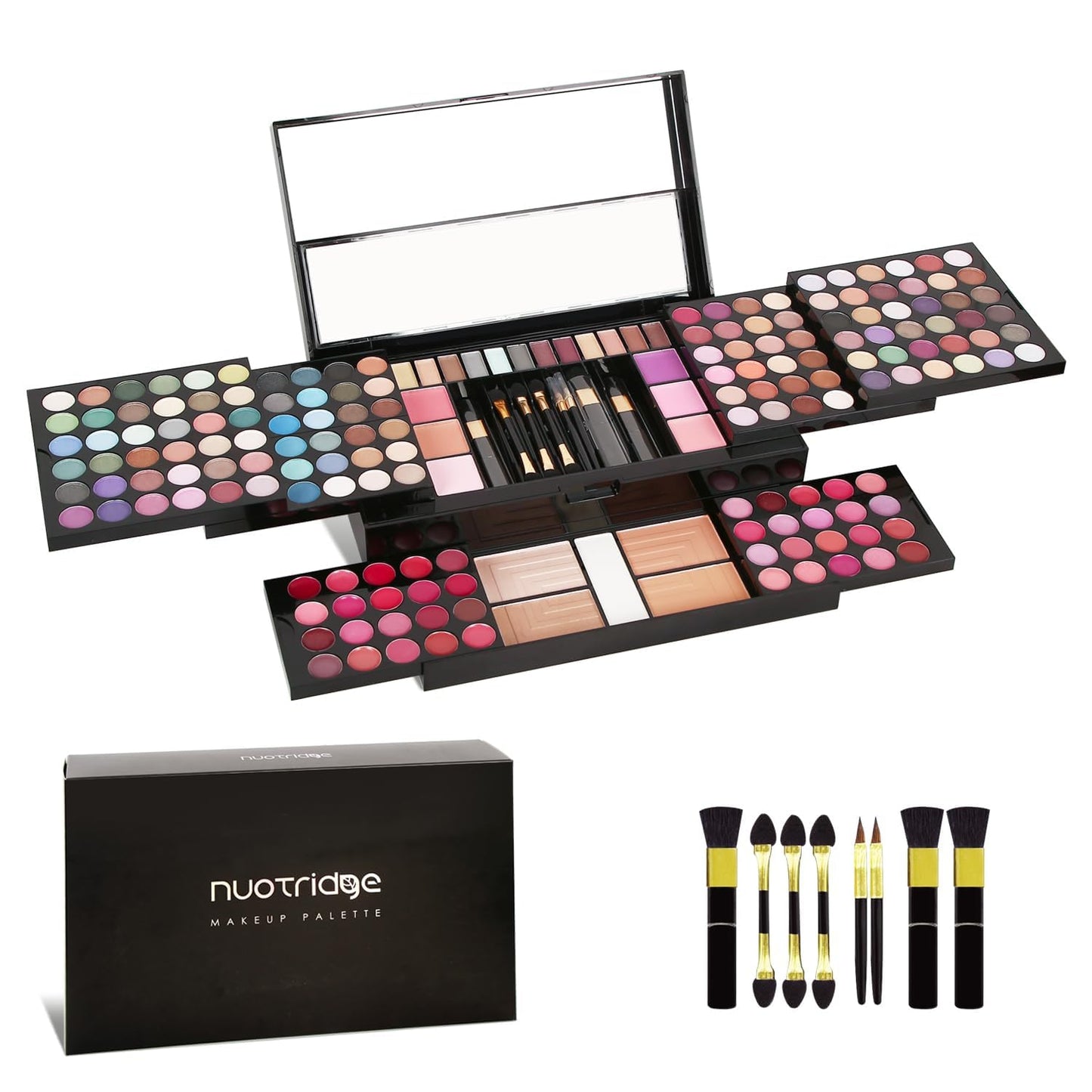 Nuotridge 183 Colors All In One Makeup Kit For Woman &Girls - Makeup Gift Set Palette Include 132 Eyeshadow,40 lip gloss, 6 Blush,4 Bronzer, 1 Highlighter, 8 Makeup Brushes