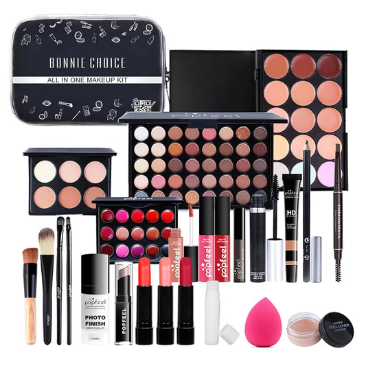 All-in-one Makeup Kit for Women Full Kit, Valentines Day Gifts Include Makeup Brush, Eyeshadow Palette, Lip Gloss Set, Lipstick, Blush, Foundation, Concealer, Mascara, Eyebrow Pencil