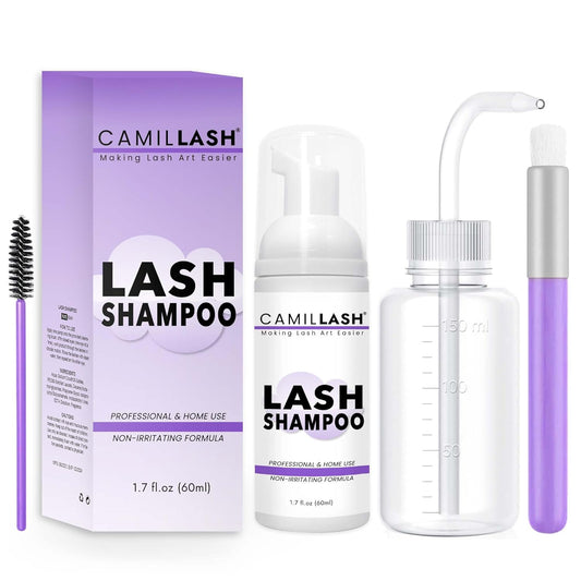 Lash Cleanser For Extensions,Eyelash Wash Shampoo Kit Remover With Bath Brush,Oil & Sulfate Free Rose Extract For Salon and Home Use(60ml)