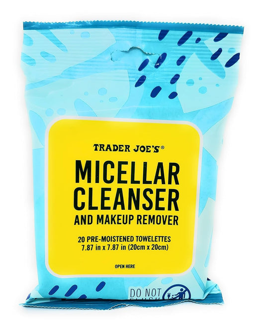 Trader Joe's Micellar Cleanser and Makeup Remover 20 Pre-Moistened Towelettes 7.87 in x 7.87 in (Pack of 1)