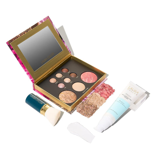 LAURA GELLER NEW YORK The Best of the Best Baked Palette, Tuscan Dreams + Spackle Super-Size Makeup Primer, Hydrate + Retractable Kabuki Brush Kit