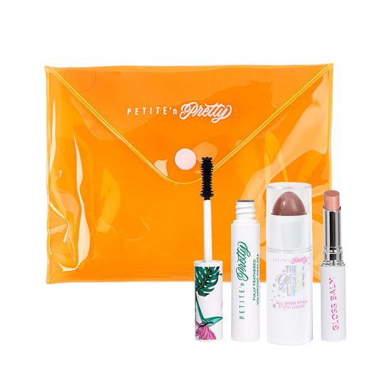Petite 'n Pretty Makeup Set for Kids (Go for the Bronze) - Makeup for Tweens & Teens - Feathered Volumizing Mascara, Multi Stick for Eyes & Cheeks, Lip Balm, Made in the USA, Easter Basket Stuffers