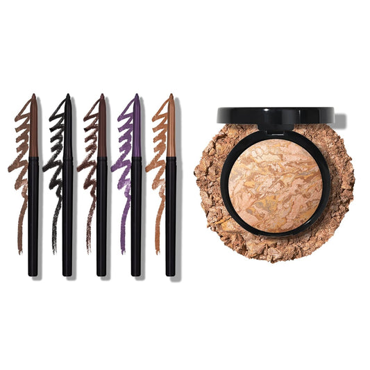 LAURA GELLER NEW YORK Holiday 2023 Baked Balance-n-Glow Illuminating Foundation, Medium + INKcredible Gel Eyeliner 5pc Collection Kit