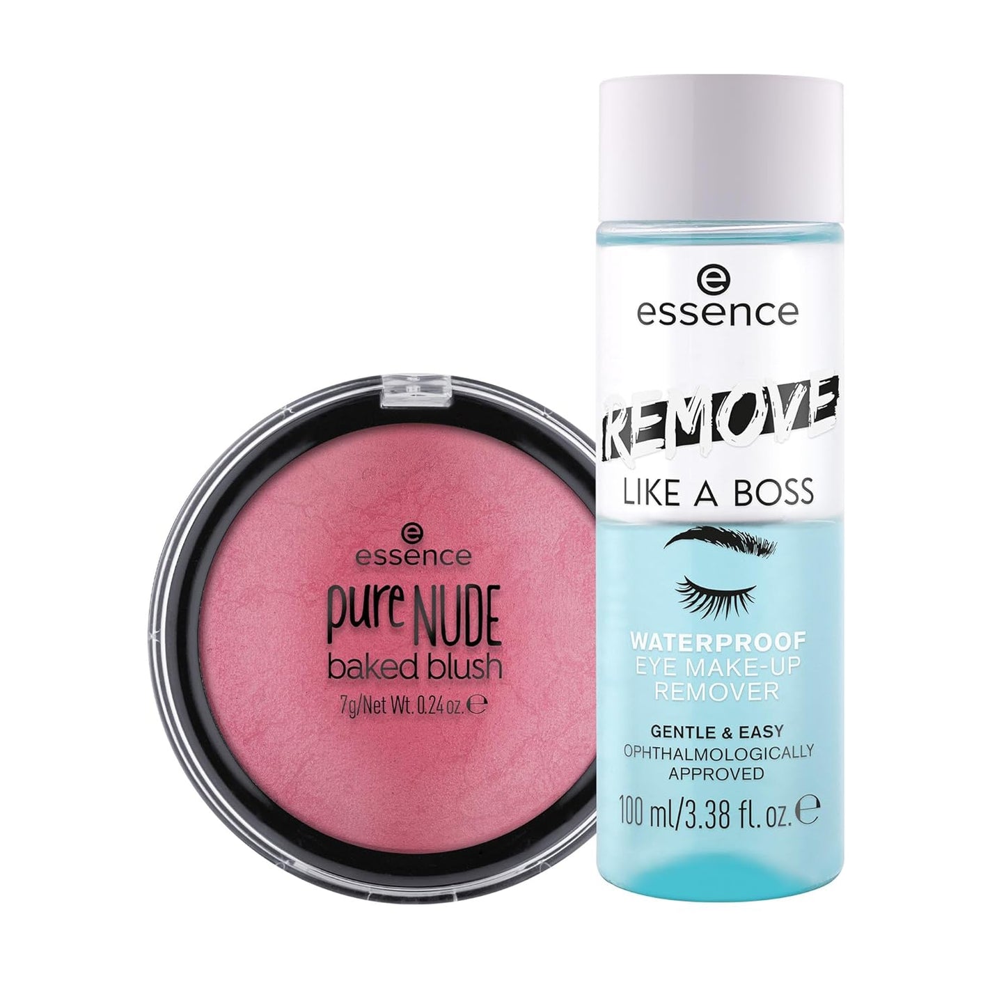 essence Pure Nude Baked Blush 08 & Remove Like a Boss Waterproof Eye & Face Makeup Remover Bundle | Vegan & Cruelty Free