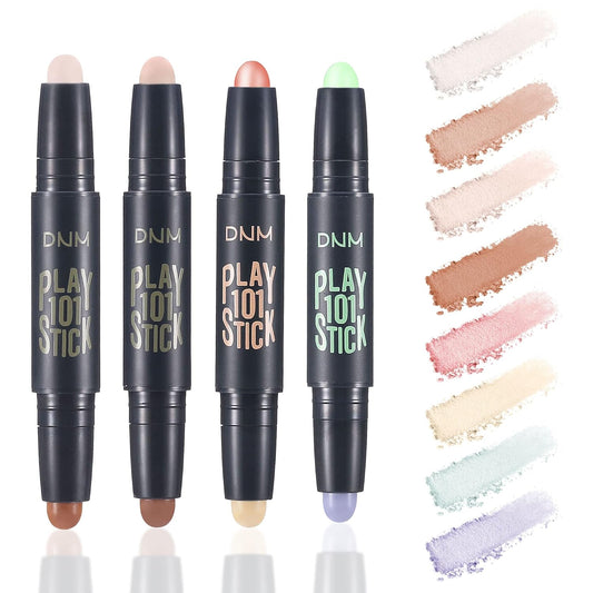 Wismee 4Pcs Color Corrector Concealer Stick Highlighter Stick Makeup Set 8 Color Duo Brightening Contouring Pen Kit Concealer Stick Makeup for Light Dark Skin 3D Shaping Face Makeup Set