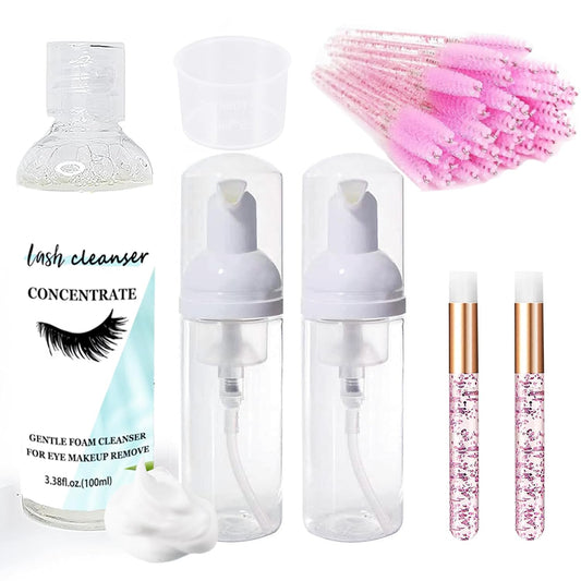 Lash Shampoo Concentrate, 100ml Lash Cleanser Concentrate for Lash Extensions Eye Makeup Remover Supplies for Professional & Home Use(pink)