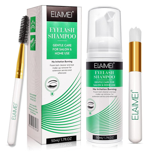 Lash Shampoo for Lash Extensions, Eyelash Extension Cleanser，50ml+ Brush - Eyelid Foaming Cleanser Wash for Extensions & Natural Lashes/Safe Makeup Remover for Professional Salon & Home Use