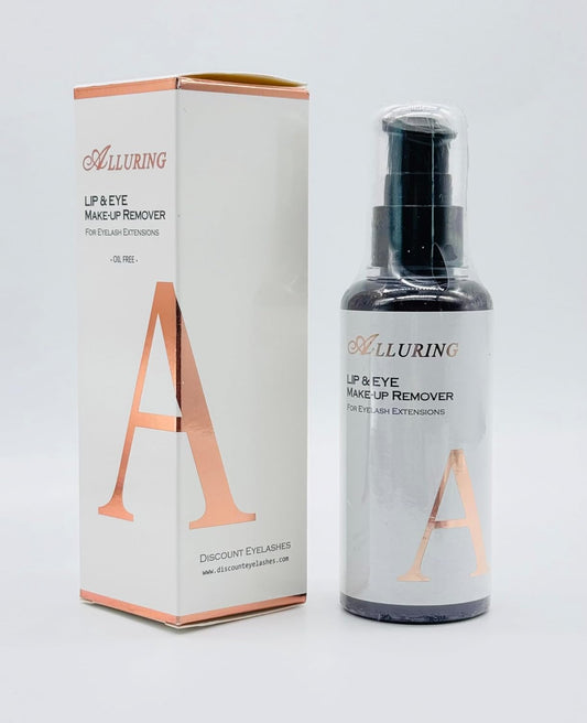 Lips & Eye Makeup remover for Eyelash Extensions, Oil Free, Gentle Bottle by Alluring Lashes 100ml