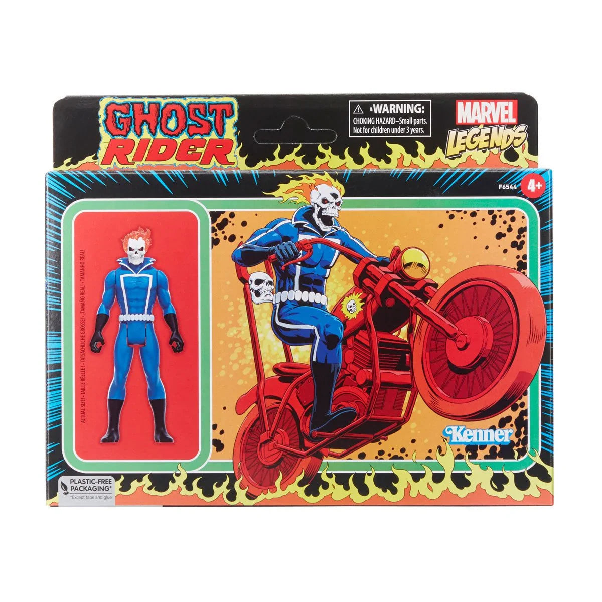 Marvel Legends Retro 375 Collection - Ghost Rider 3 3/4-Inch Action Figures with Motorcycle (F6544)