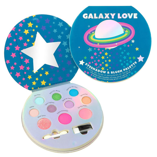 Expressions Galaxy Love Glisten & Glitter Makeup Palette 10 Color Eyeshadow Palette & Blush Makeup Novelty Beauty Set, Fold Out Compact with Mirror, Washable, Non-Toxic