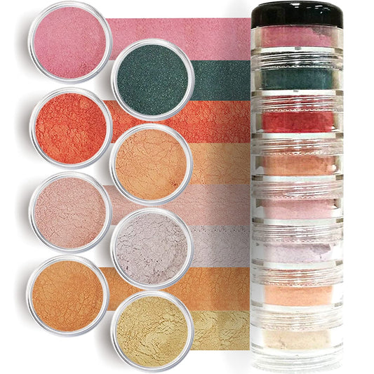Giselle Cosmetics 100% Pure Loose Mineral Eyeshadow, Summer Cupcake, Set of 8, 3.6 grams