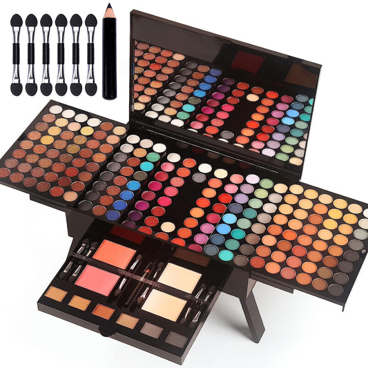 Women Makeup Sets Full Kits - 190 Colors Cosmetic Make Up Gifts Combination with Eyeshadow Facial Blusher Eyebrow Powder Face Concealer Powder Eyeliner Pencil with Full Size Mirror Makeup Palette Kit