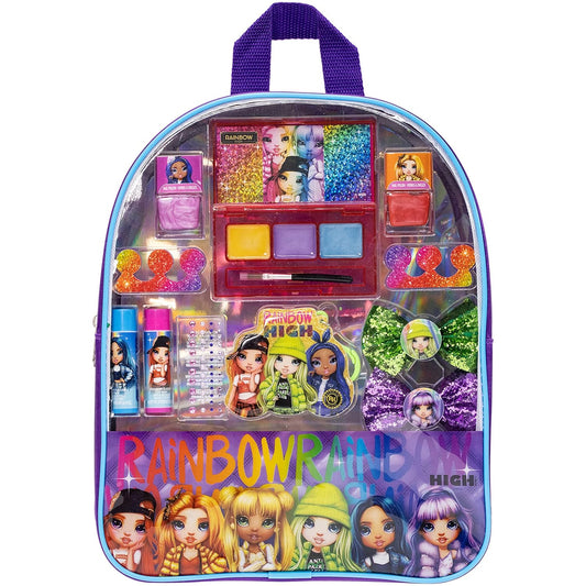 Rainbow High - Townley Girl Cosmetic Makeup Gift Bag Set includes Lip Gloss, Nail Polish & Hair Accessories for Kids Girls, Ages 3+ perfect for Parties, Sleepovers and Makeovers