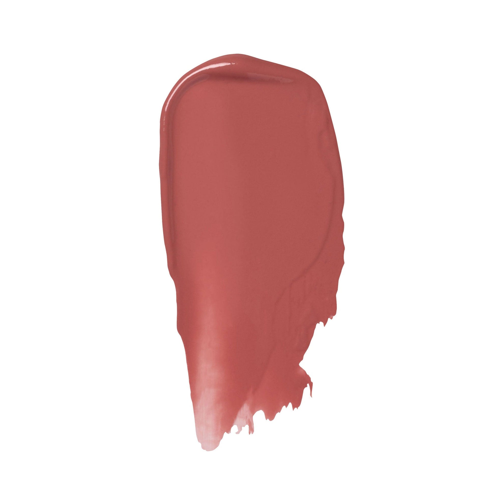 A swatch of red lipstick smeared against a white background.