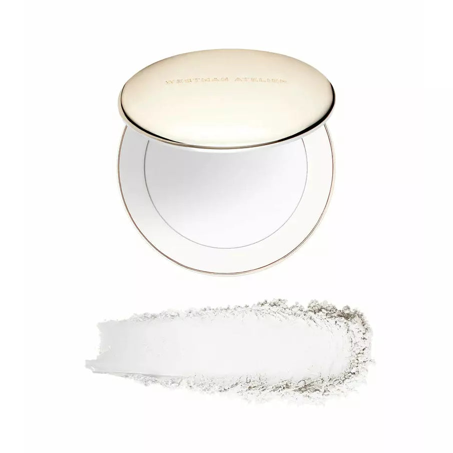 A compact powder makeup with a swatch of the product below it.