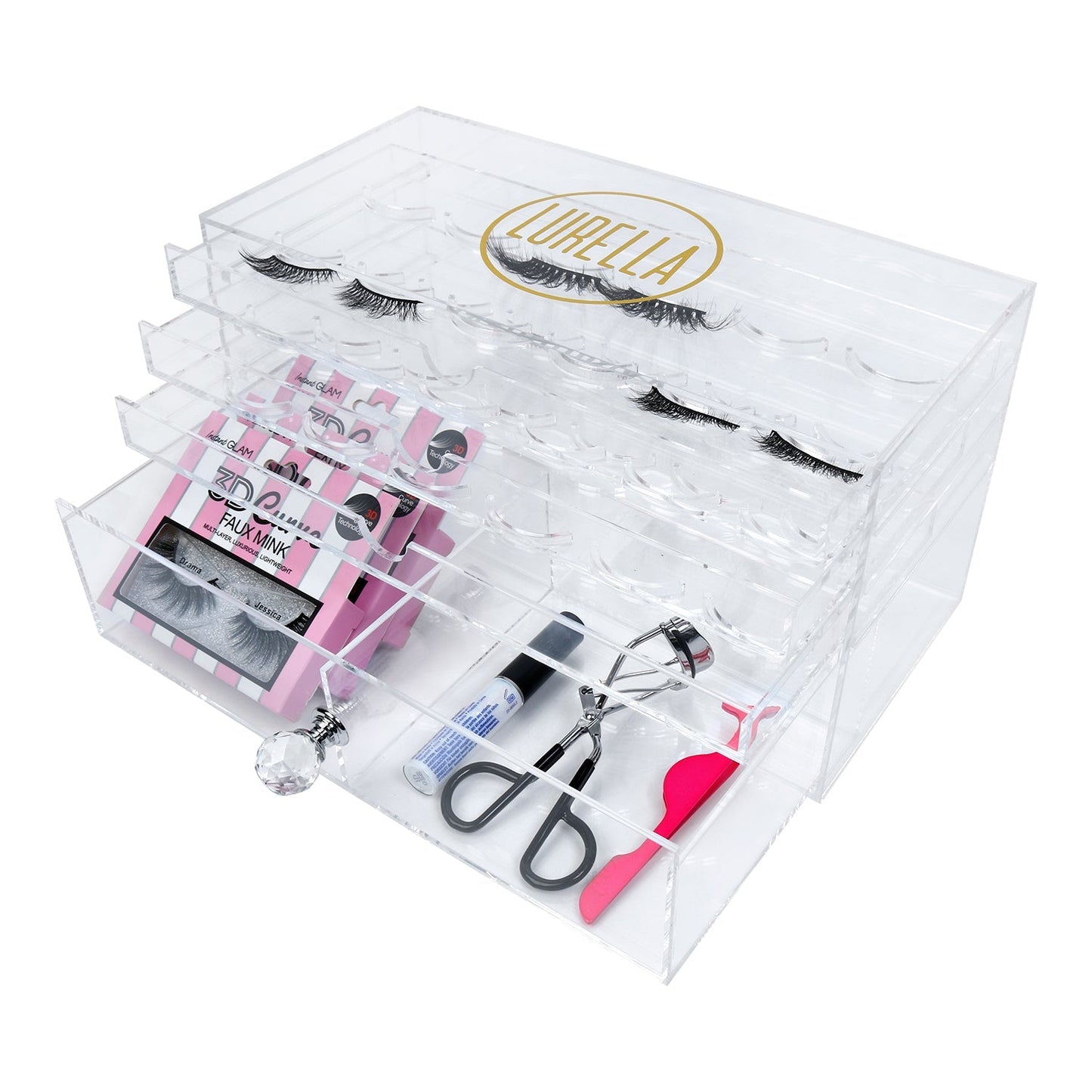 Lurella Clear Acrylic Eyelash Accessory Organizer Box 4 Layers