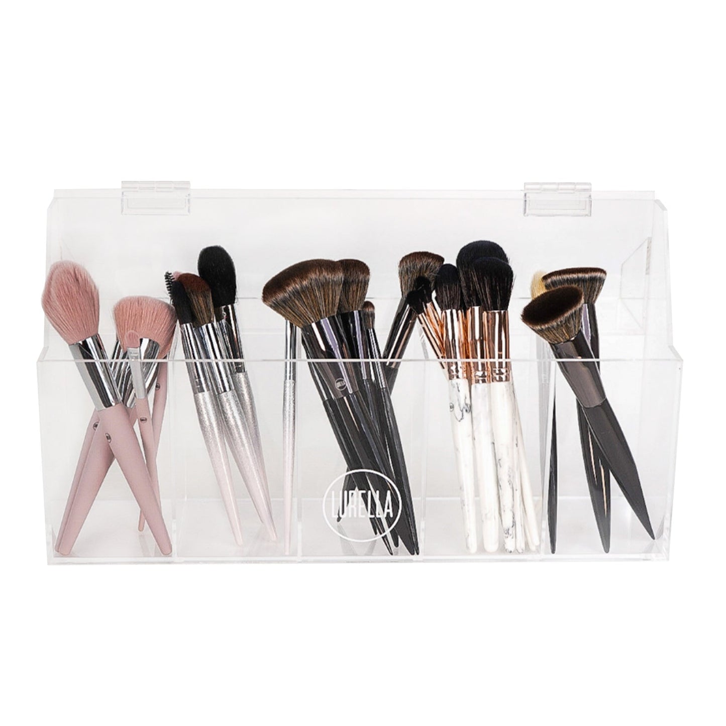 Lurella Clear Acrylic Makeup Brush Organizer Holder with lid 5 slot