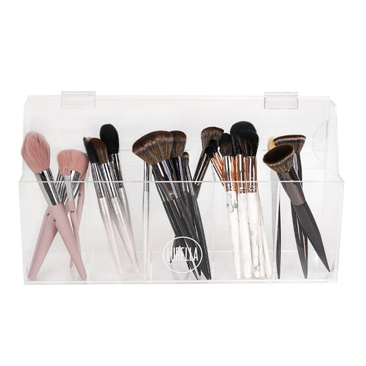 Lurella Clear Acrylic Makeup Brush Organizer Holder with lid 5 slot