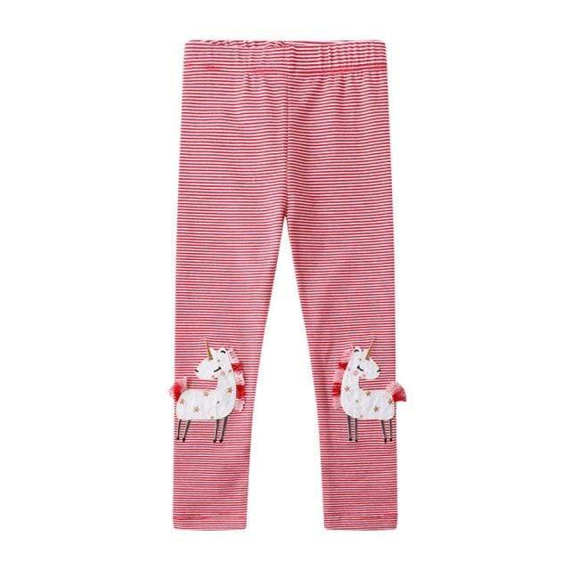 Girl's Clothing T1196 unicorn / 7T Giraffe Embroidery Legging