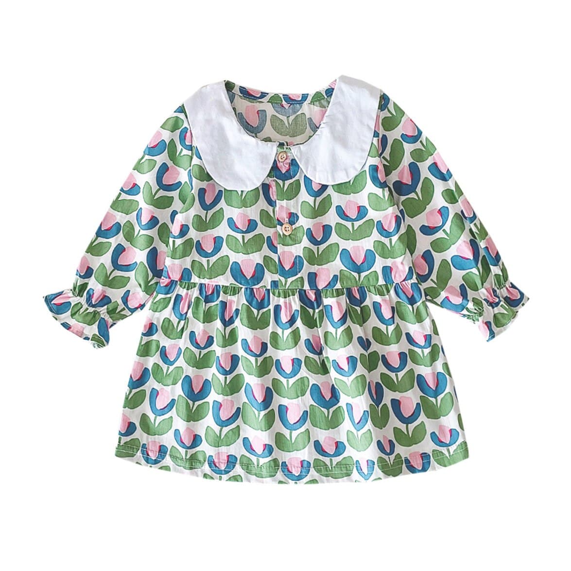 BDW2244-GR / 3-4T Long Sleeve Floral Cotton Toddler